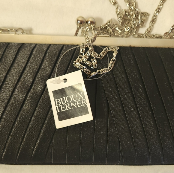 NWT! 🔖BIJOUX TERNER black satin clutch bag - Picture 13 of 14